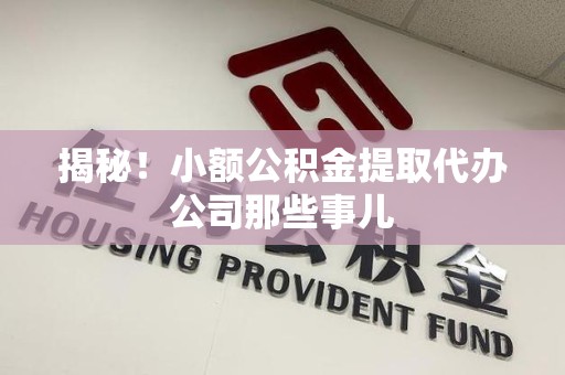 诏安揭秘！小额公积金提取代办公司那些事儿